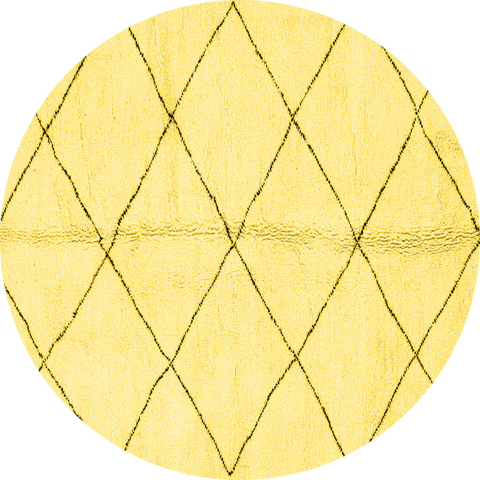 Round Machine Washable Solid Yellow Modern Rug, wshabs2949yw
