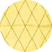 Round Machine Washable Solid Yellow Modern Rug, wshabs2949yw