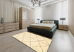 Machine Washable Abstract Brown Gold Rug in a Bedroom, wshabs2949