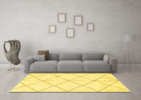 Machine Washable Solid Yellow Modern Rug, wshabs2949yw