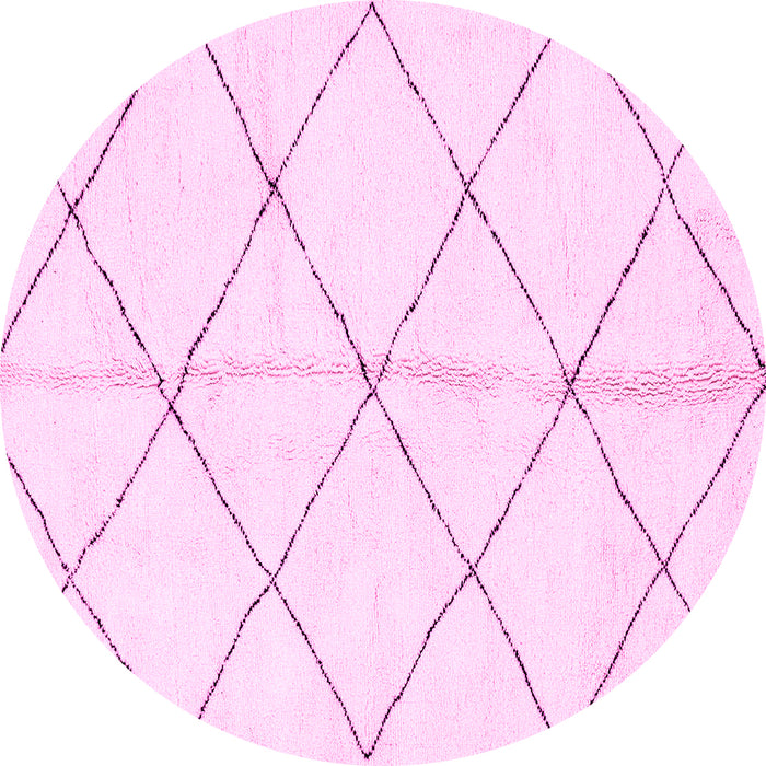 Round Machine Washable Solid Pink Modern Rug, wshabs2949pnk