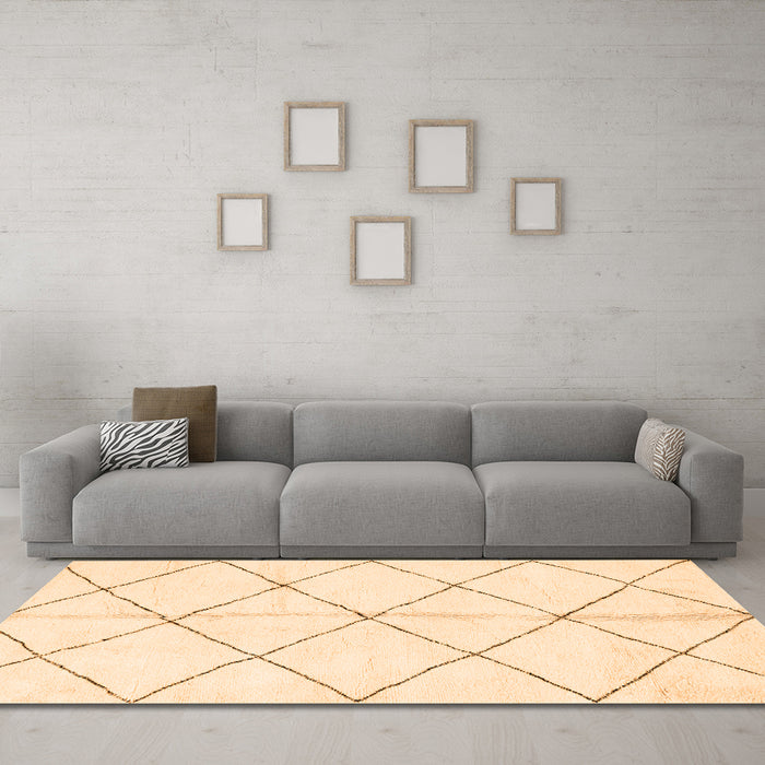 Machine Washable Solid Orange Modern Area Rugs in a Living Room, wshabs2949org