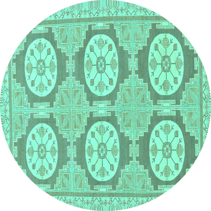 Round Oriental Turquoise Modern Rug, abs294turq