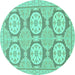 Round Oriental Turquoise Modern Rug, abs294turq