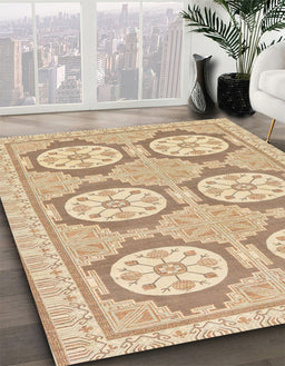 Machine Washable Abstract Brown Gold Rug in a Family Room, wshabs294