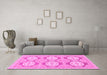 Machine Washable Oriental Pink Modern Rug in a Living Room, wshabs294pnk