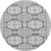 Round Machine Washable Oriental Gray Modern Rug, wshabs294gry