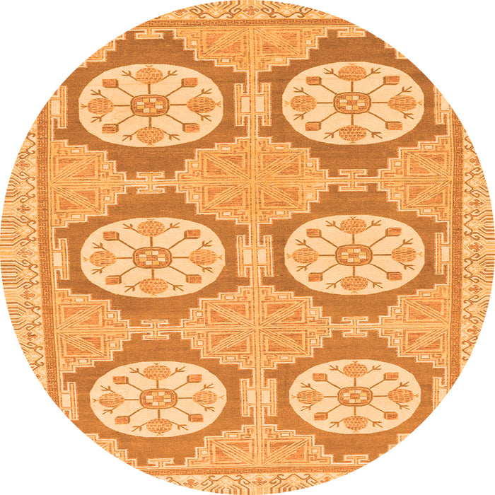 Round Oriental Orange Modern Rug, abs294org