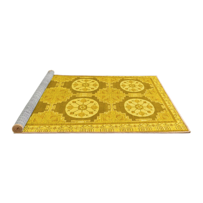 Sideview of Machine Washable Oriental Yellow Modern Rug, wshabs294yw