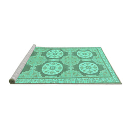 Sideview of Machine Washable Oriental Turquoise Modern Area Rugs, wshabs294turq