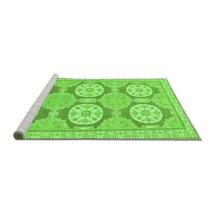 Sideview of Machine Washable Oriental Green Modern Area Rugs, wshabs294grn