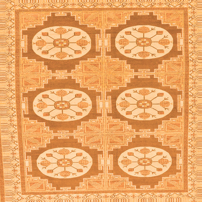 Square Machine Washable Oriental Orange Modern Area Rugs, wshabs294org
