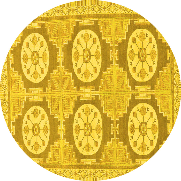 Round Oriental Yellow Modern Rug, abs294yw