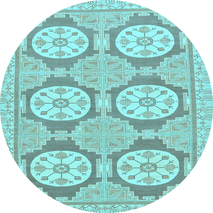 Round Oriental Light Blue Modern Rug, abs294lblu