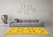 Machine Washable Oriental Yellow Modern Rug in a Living Room, wshabs294yw