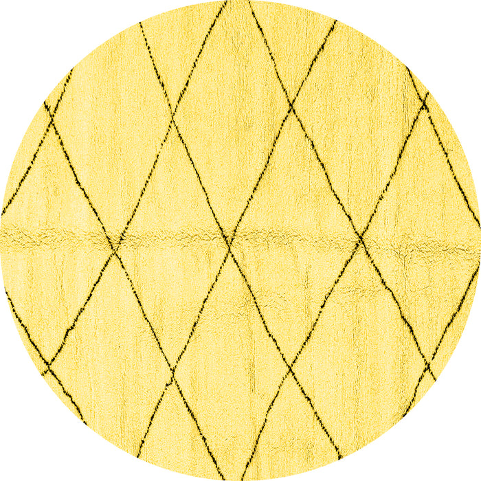 Round Machine Washable Solid Yellow Modern Rug, wshabs2950yw
