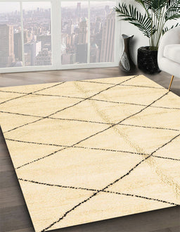 Machine Washable Abstract Yellow Rug in a Family Room, wshabs2950