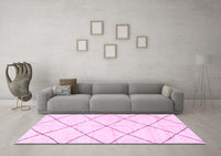 Machine Washable Solid Pink Modern Rug, wshabs2950pnk