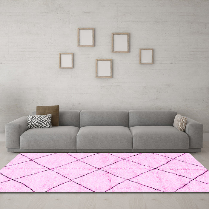 Machine Washable Solid Pink Modern Rug in a Living Room, wshabs2950pnk
