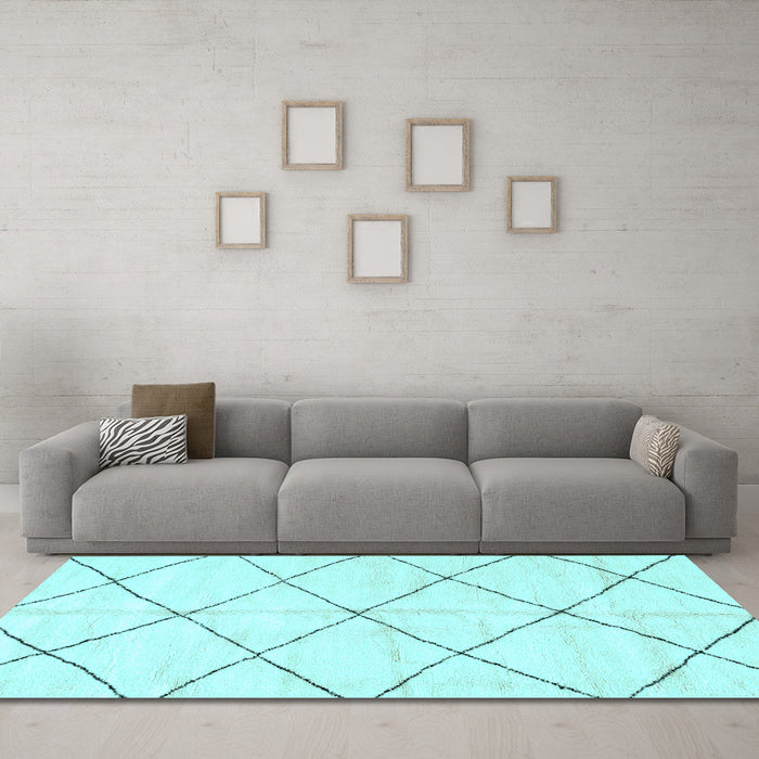 Machine Washable Solid Light Blue Modern Rug in a Living Room, wshabs2950lblu