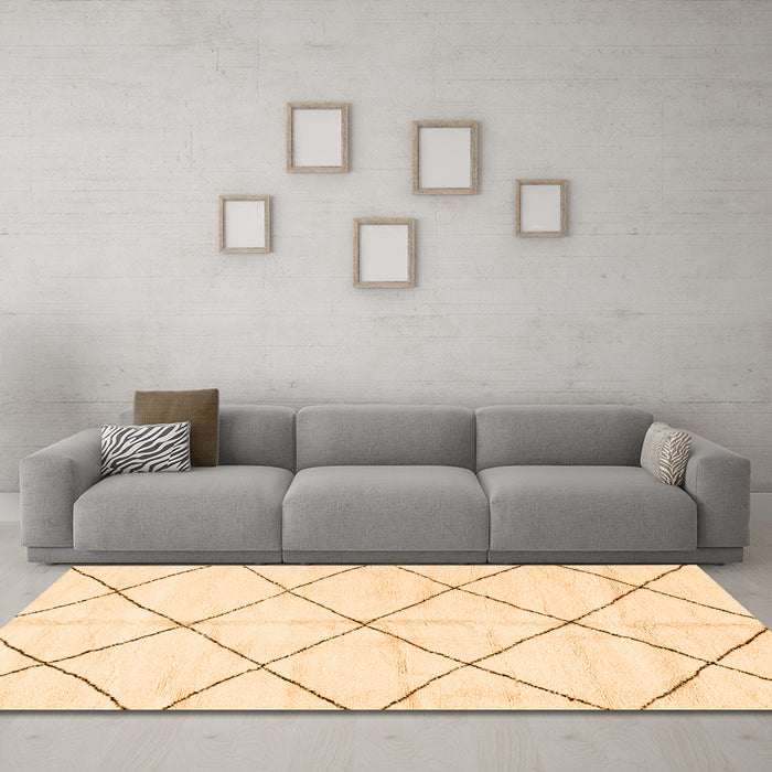 Machine Washable Solid Orange Modern Area Rugs in a Living Room, wshabs2950org