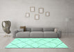 Machine Washable Solid Turquoise Modern Area Rugs in a Living Room,, wshabs2950turq