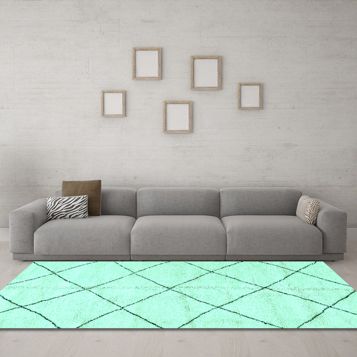 Machine Washable Solid Turquoise Modern Area Rugs in a Living Room,, wshabs2950turq
