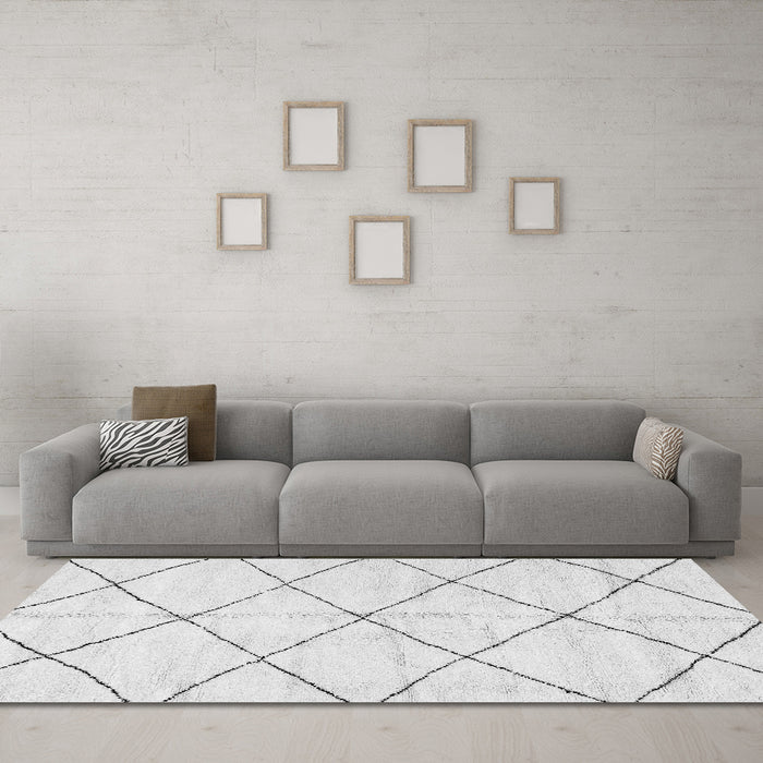 Machine Washable Solid Gray Modern Rug in a Living Room,, wshabs2950gry