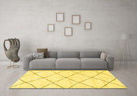 Machine Washable Solid Yellow Modern Rug, wshabs2950yw