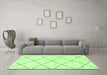 Machine Washable Solid Green Modern Area Rugs in a Living Room,, wshabs2950grn