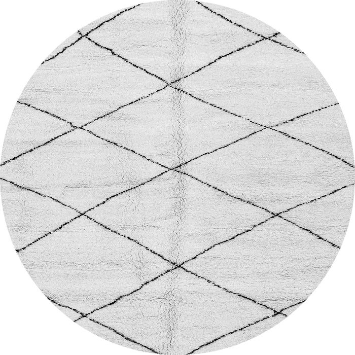 Round Machine Washable Solid Gray Modern Rug, wshabs2950gry