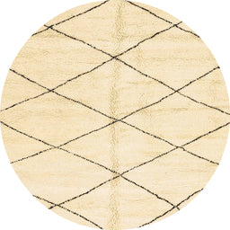 Round Abstract Yellow Solid Rug, abs2950