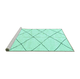 Sideview of Machine Washable Solid Turquoise Modern Area Rugs, wshabs2950turq