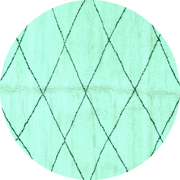 Round Machine Washable Solid Turquoise Modern Area Rugs, wshabs2950turq