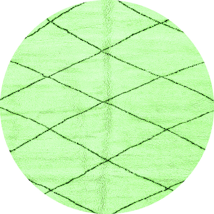 Round Machine Washable Solid Green Modern Area Rugs, wshabs2950grn
