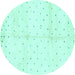 Round Solid Turquoise Modern Rug, abs2951turq