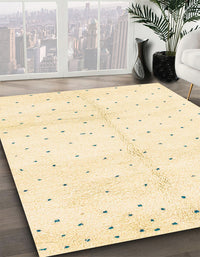 Abstract Brown Gold Solid Rug, abs2951