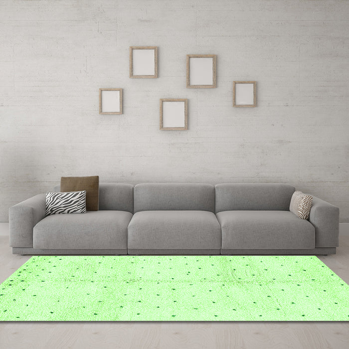 Machine Washable Solid Green Modern Area Rugs in a Living Room,, wshabs2951grn