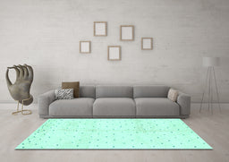 Machine Washable Solid Turquoise Modern Area Rugs in a Living Room,, wshabs2951turq