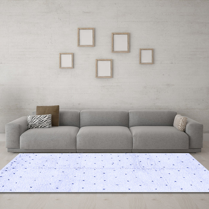 Machine Washable Solid Blue Modern Rug in a Living Room, wshabs2951blu