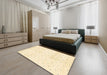 Machine Washable Abstract Brown Gold Rug in a Bedroom, wshabs2951