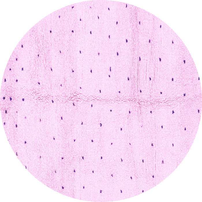 Round Machine Washable Solid Pink Modern Rug, wshabs2951pnk
