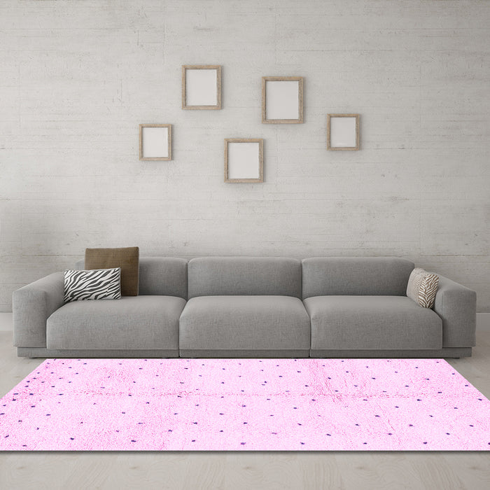Machine Washable Solid Pink Modern Rug in a Living Room, wshabs2951pnk