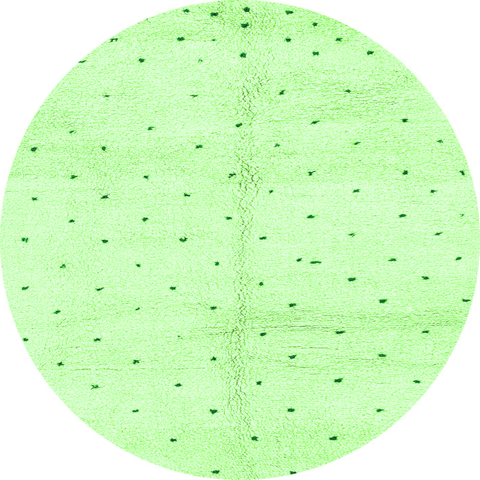 Round Machine Washable Solid Green Modern Area Rugs, wshabs2951grn