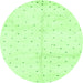 Round Machine Washable Solid Green Modern Area Rugs, wshabs2951grn