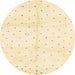 Round Abstract Brown Gold Solid Rug, abs2951