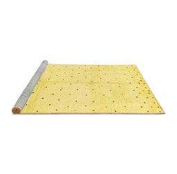 Sideview of Machine Washable Solid Yellow Modern Rug, wshabs2951yw