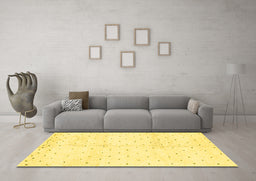 Machine Washable Solid Yellow Modern Rug in a Living Room, wshabs2951yw