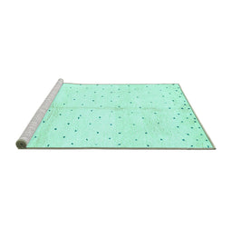 Sideview of Machine Washable Solid Turquoise Modern Area Rugs, wshabs2951turq