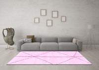 Machine Washable Solid Pink Modern Rug, wshabs2952pnk